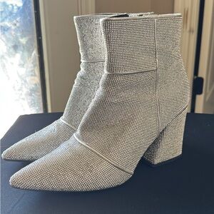 Elegant Silver Rhinestone Ankle Boots